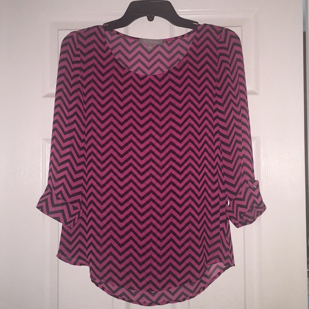 NWOT! Pink/Black Chevron Blouse